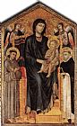 Enthroned Wall Art - Madonna Enthroned with the Child, St Francis St. Domenico and two Angels